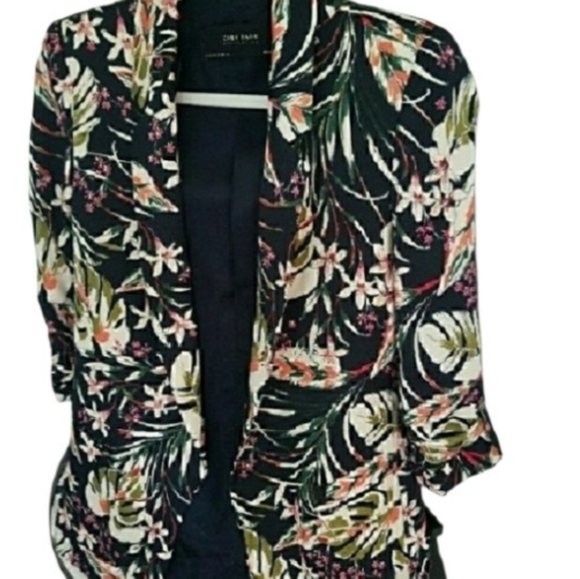 Zara Tropical Floral Silky Smooth Open Front Bold Blazer - Picture 3 of 10